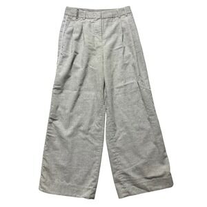 Peserico Gray Wool Blend Wide Leg Pleated Trousers Side Stripe Made in Italy 38